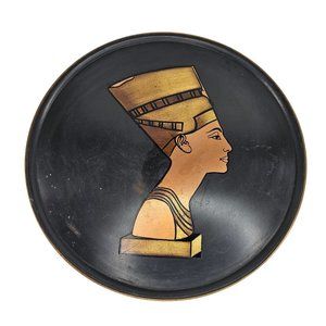 Vintage Queen Nefertiti Pharoah Metal Wall Hanging Plaque
